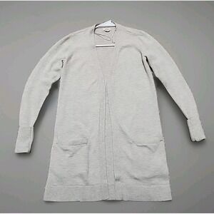Fat Face Cashmere Wool  Blend Size 2 Oatmeal Gray Heathered Long Open Cardigan